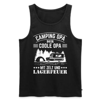 CAMPING OPA DER COOLE OPA MIT ZELT UND - Männer Premium Bio Tank Top - Schwarz - Vorne - AI Model Male 178 light (178cm)