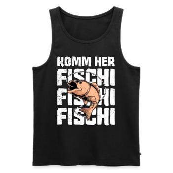 Angler KOMM HER FISCHI FISCHI FISCHI Lustiges - Männer Premium Bio Tank Top - Schwarz - Vorne - AI Model Male 178 light (178cm)