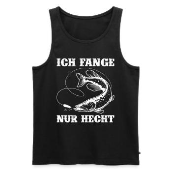 Angeln ICH FANGE NUR HECHT Lustiges Angler Outfit - Männer Premium Bio Tank Top - Schwarz - Vorne - Michal (187cm)