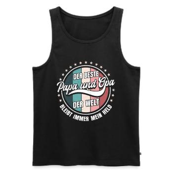 Opi DER BESTE PAPA UND OPA DER WELT BLEIBT MEIN - Männer Premium Bio Tank Top - Schwarz - Vorne - AI Model Male 178 light (178cm)