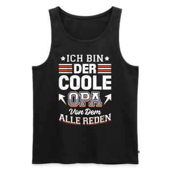 Opi ICH BIN DER COOLE OPA VON DEM ALLE REDEN - Männer Premium Bio Tank Top - Schwarz - Vorne - Michal (187cm)