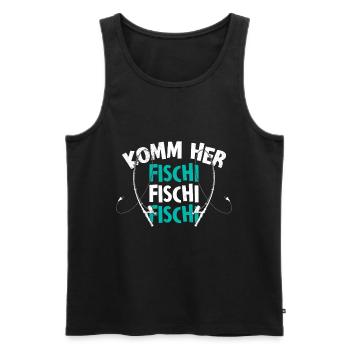 Angler KOMM HER FISCHI FISCHI FISCHI Lustiges - Männer Premium Bio Tank Top - Schwarz - Vorne - AI Model Male 178 light (178cm)