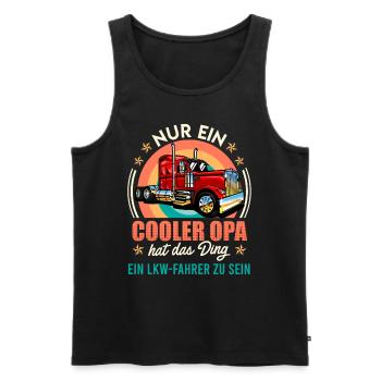 Opi NUR EIN COOLER OPA HAT DAS DING ZUM LKW FAHRER - Männer Premium Bio Tank Top - Schwarz - Vorne - Michal (187cm)