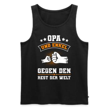 OPA UND ENKEL GEGEN DEN REST DER WELT Lustiges - Männer Premium Bio Tank Top - Schwarz - Vorne - Michal (187cm)