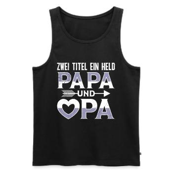 Großvater ZWEI TITEL EIN HELD PAPA UND OPA Lustig - Männer Premium Bio Tank Top - Schwarz - Vorne - Michal (187cm)