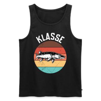 Angler Geburtstag KLASSE HECHT Lustiges Angeln - Männer Premium Bio Tank Top - Schwarz - Vorne - Michal (187cm)