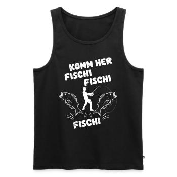 Angler KOMM HER FISCHI FISCHI FISCHI Lustiges - Männer Premium Bio Tank Top - Schwarz - Vorne - AI Model Male 178 light (178cm)