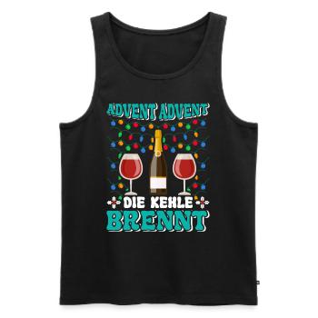 ADVENT ADVENT DIE KEHLE BRENNT Lustiges Glühwein - Männer Premium Bio Tank Top - Schwarz - Vorne - AI Model Male 178 light (178cm)