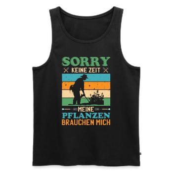 Großvater SORRY KEINE ZEIT MEINE PFLANZEN Lustig - Männer Premium Bio Tank Top - Schwarz - Vorne - Michal (187cm)