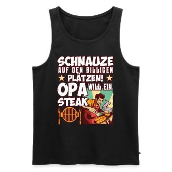 Opi SCHNAUZE AUF DEN BILLIGEN PLÄTZEN OPA WILL - Männer Premium Bio Tank Top - Schwarz - Vorne - Michal (187cm)