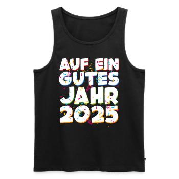 Silvester Party AUF EIN GUTES JAHR 2025 Feuerwerk - Männer Premium Bio Tank Top - Schwarz - Vorne - Michal (187cm)