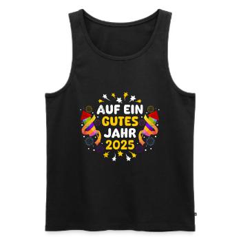 Silvester Party AUF EIN GUTES JAHR 2025 Feuerwerk - Männer Premium Bio Tank Top - Schwarz - Vorne - Michal (187cm)