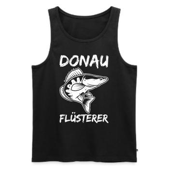 Angeln DONAU FLÜSTERER Zander Angler Outfit - Männer Premium Bio Tank Top - Schwarz - Vorne - Michal (187cm)