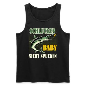 Hecht Angler SCHLUCKEN BABY NICHT SPUCKEN Lustiges - Männer Premium Bio Tank Top - Schwarz - Vorne - Michal (187cm)