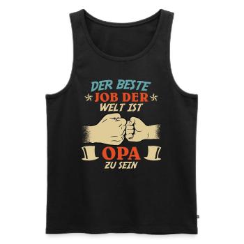 Opi DER BESTE JOB DER WELT IST OPA ZU SEIN - Männer Premium Bio Tank Top - Schwarz - Vorne - AI Model Male 178 light (178cm)