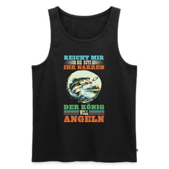 Zander Angler REICHT MIR DIE RUTE IHR NARREN - Männer Premium Bio Tank Top - Schwarz - Vorne - Michal (187cm)
