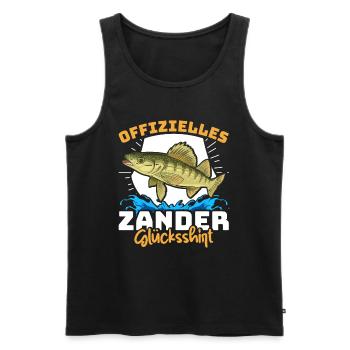 Zander Angeln OFFIZIELLES ZANDER GLÜCKSSHIRT - Männer Premium Bio Tank Top - Schwarz - Vorne - Michal (187cm)