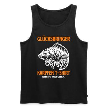 Angler GLÜCKSBRINGER KARPFEN T-SHIRT NICHT WASCHEN - Männer Premium Bio Tank Top - Schwarz - Vorne - Michal (187cm)