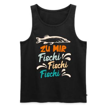 Angler Outfit ZU MIR FISCHI FISCHI FISCHI Lustiges - Männer Premium Bio Tank Top - Schwarz - Vorne - AI Model Male 178 light (178cm)
