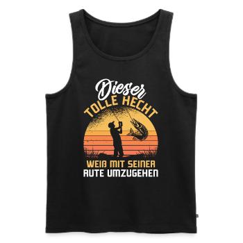 Angler Outfit DIESER TOLLE HECHT Lustiges Angeln - Männer Premium Bio Tank Top - Schwarz - Vorne - Michal (187cm)