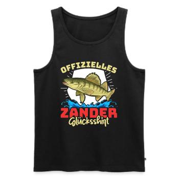 Zander Angeln OFFIZIELLES ZANDER GLÜCKSSHIRT - Männer Premium Bio Tank Top - Schwarz - Vorne - Michal (187cm)