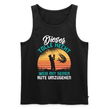 Angler Outfit DIESER TOLLE HECHT Lustiges Angeln - Männer Premium Bio Tank Top - Schwarz - Vorne - Michal (187cm)
