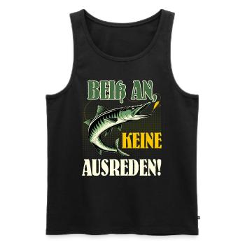 Angler BEISS AN KEINE AUSREDEN! Lustiges Hecht - Männer Premium Bio Tank Top - Schwarz - Vorne - Michal (187cm)
