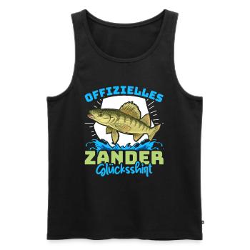 Zander Angeln OFFIZIELLES ZANDER GLÜCKSSHIRT - Männer Premium Bio Tank Top - Schwarz - Vorne - Michal (187cm)