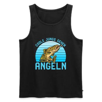 Angler Geburtstag COOLE JUNGS GEHEN ANGELN Lustig - Männer Premium Bio Tank Top - Schwarz - Vorne - Michal (187cm)