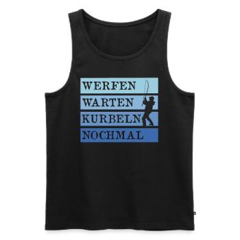 Angler WERFEN WARTEN KURBELN NOCHMAL Lustiges - Männer Premium Bio Tank Top - Schwarz - Vorne - Michal (187cm)
