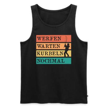 Angler WERFEN WARTEN KURBELN NOCHMAL Lustiges - Männer Premium Bio Tank Top - Schwarz - Vorne - Michal (187cm)