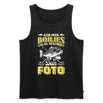 Angler Outfit GIB MIR BOILIES UND DU BEKOMMST FOTO - Männer Premium Bio Tank Top - Schwarz - Vorne - Michal (187cm)