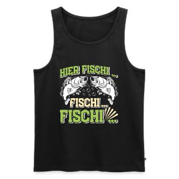 Angler Outfit HIER FISCHI FISCHI FISCHI Lustiges - Männer Premium Bio Tank Top - Schwarz - Vorne - AI Model Male 178 light (178cm)