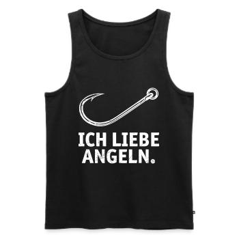 Angler Outfit ICH LIEBE ANGELN Lustiges Angeln - Männer Premium Bio Tank Top - Schwarz - Vorne - Michal (187cm)