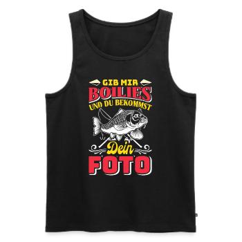 Angler Outfit GIB MIR BOILIES UND DU BEKOMMST FOTO - Männer Premium Bio Tank Top - Schwarz - Vorne - Michal (187cm)