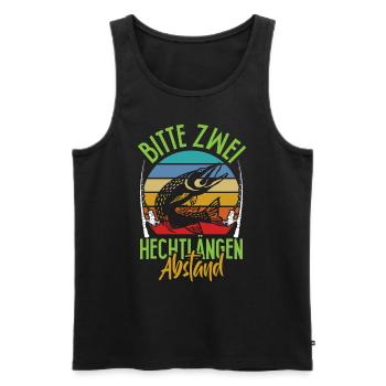 Angler Outfit BITTE ZWEI HECHTLÄNGEN ABSTAND - Männer Premium Bio Tank Top - Schwarz - Vorne - Michal (187cm)