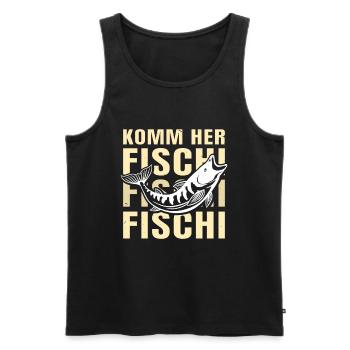 Angler KOMM HER FISCHI FISCHI FISCHI Lustiges - Männer Premium Bio Tank Top - Schwarz - Vorne - AI Model Male 178 light (178cm)