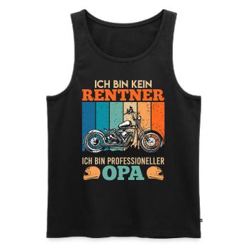 Opi BIN KEIN RENTNER BIN PROFESSIONELLER - Männer Premium Bio Tank Top - Schwarz - Vorne - Michal (187cm)