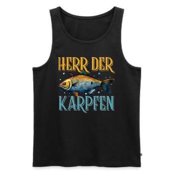 Angler Outfit HERR DER KARPFEN Lustiges Angeln - Männer Premium Bio Tank Top - Schwarz - Vorne - Michal (187cm)