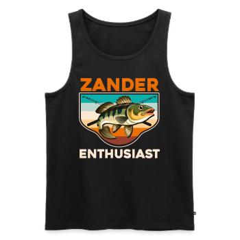 ZANDER ENTHUSIAST Angler Outfit Zander Angeln - Männer Premium Bio Tank Top - Schwarz - Vorne - Michal (187cm)
