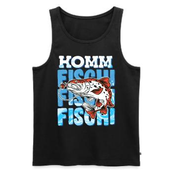 Angeln KOMM FISCHI FISCHI FISCHI Lustiges Angler - Männer Premium Bio Tank Top - Schwarz - Vorne - AI Model Male 178 light (178cm)