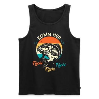 Angler KOMM HER FISCHI FISCHI FISCHI Lustiges - Männer Premium Bio Tank Top - Schwarz - Vorne - AI Model Male 178 light (178cm)