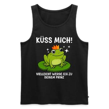 Froschkostüm KÜSS MICH VIELLEICHT WERD ICH ZUM - Männer Premium Bio Tank Top - Schwarz - Vorne - AI Model Male 178 light (178cm)