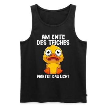Karneval Party AM ENTE DES TEICHS WARTET LICHT - Männer Premium Bio Tank Top - Schwarz - Vorne - Michal (187cm)