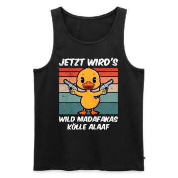 Kölner Karneval JETZT WIRD'S WILD MADAFAKAS KÖLLE - Männer Premium Bio Tank Top - Schwarz - Vorne - AI Model Male 178 light (178cm)