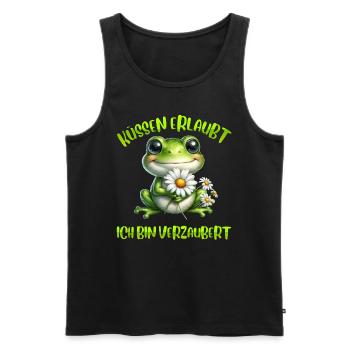 Karneval Frosch KÜSSEN ERLAUBT BIN VERZAUBERT - Männer Premium Bio Tank Top - Schwarz - Vorne - Michal (187cm)