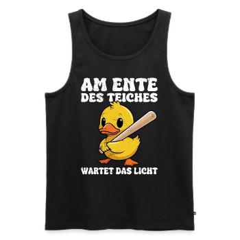 Karneval Party AM ENTE DES TEICHS WARTET LICHT - Männer Premium Bio Tank Top - Schwarz - Vorne - Michal (187cm)