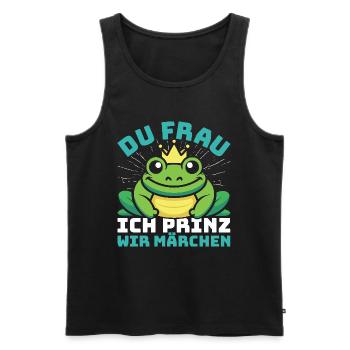 Karneval Party DU FRAU ICH PRINZ WIR MÄRCHEN - Männer Premium Bio Tank Top - Schwarz - Vorne - Michal (187cm)