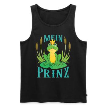 Karneval Party Männer MEIN PRINZ Lustiges Frosch - Männer Premium Bio Tank Top - Schwarz - Vorne - Michal (187cm)