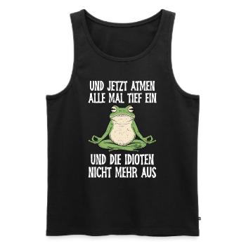 Froschkostüm UND JETZT ATMEN ALLE MAL TIEF EIN - Männer Premium Bio Tank Top - Schwarz - Vorne - Michal (187cm)